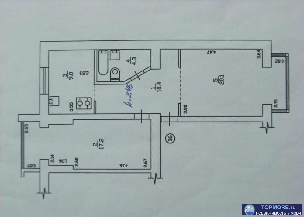  Видовая 2-х комнатная квартира улучшенной планировки расположена в центре Севастополя на 4-ом этаже 4-х этажного по... - 2
