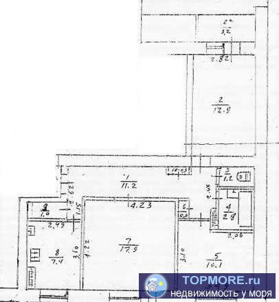 Трехкомнатная квартира в самом центре Евпатории, пр-т Ленина, этаж 5/9 этажного дома, р-н гостиницы 'Украина'. Общая... - 1