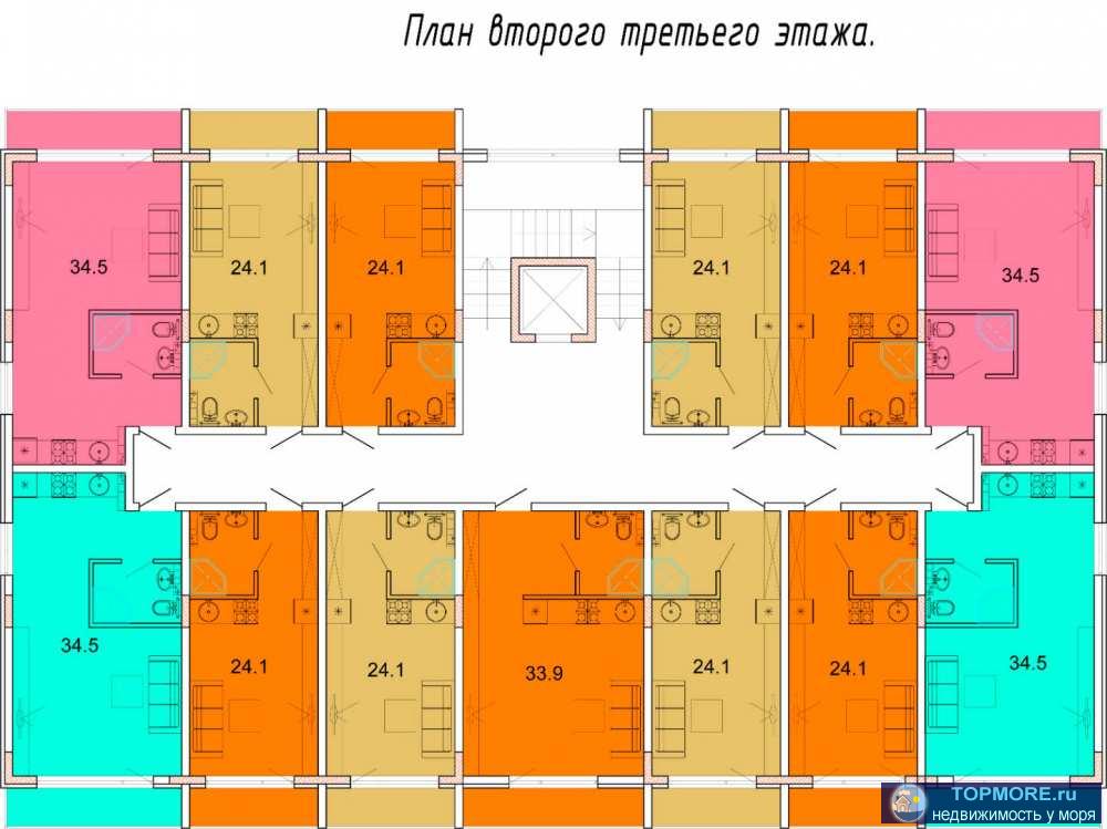 Квартира студия у моря. До пляжа 300 метров. Чистый пляж без волнорезов.Клубный трехэтажный комплекскласса комфорт.... - 2