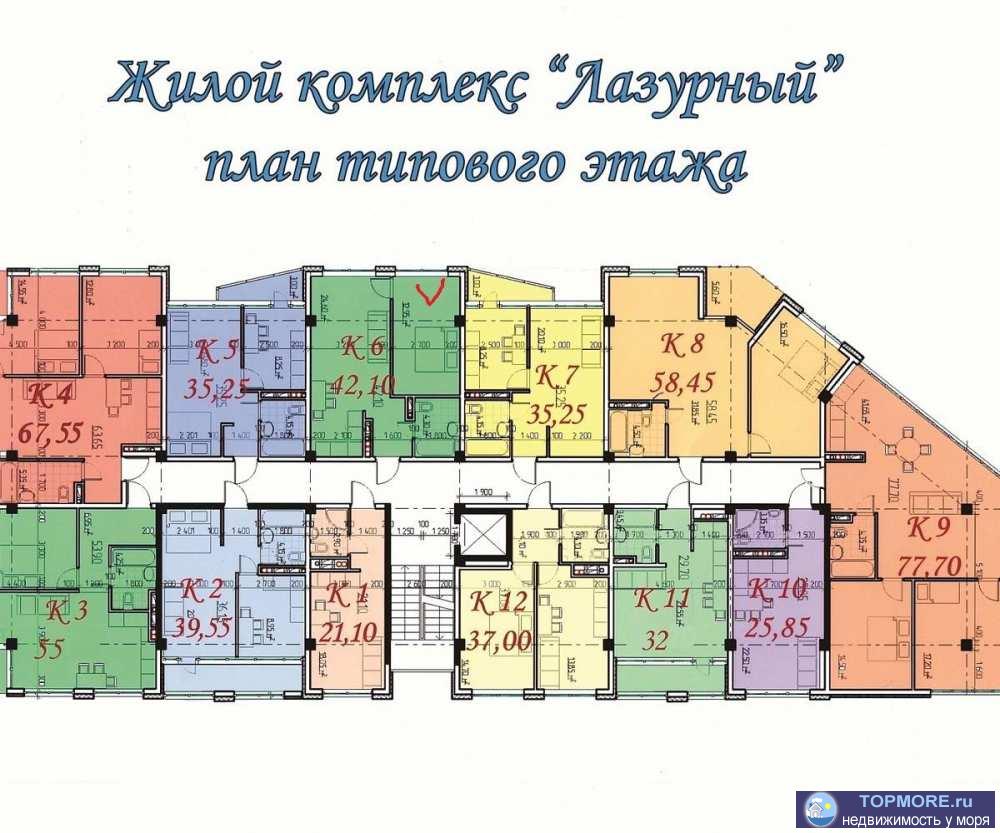 Просторная , светлая квартира 43,2 кв.м. 4/9 этажного дома, без отделки. Хорошо планируется, либо: кухня-гостиная и... - 2