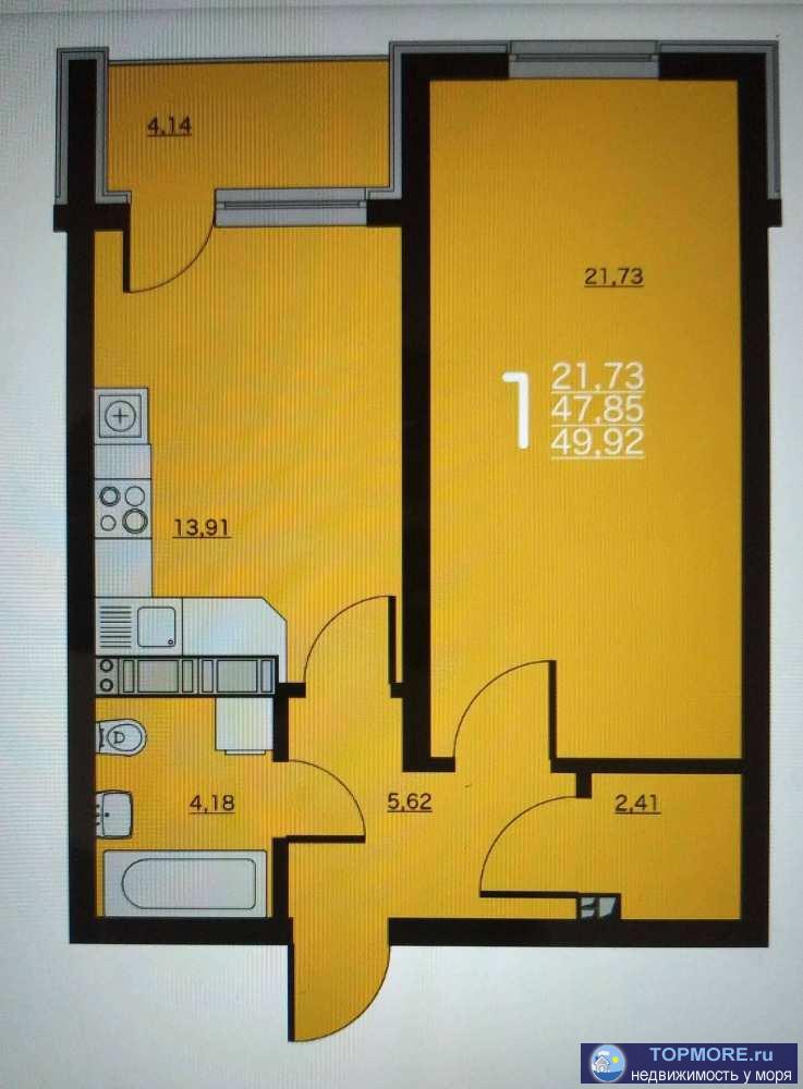Продам дешевле, чем от агенства, 1-комн. кв. в строящемся жк Акварель.  Площадь 51,93 кв.м.  • Видовая. Окна на море....