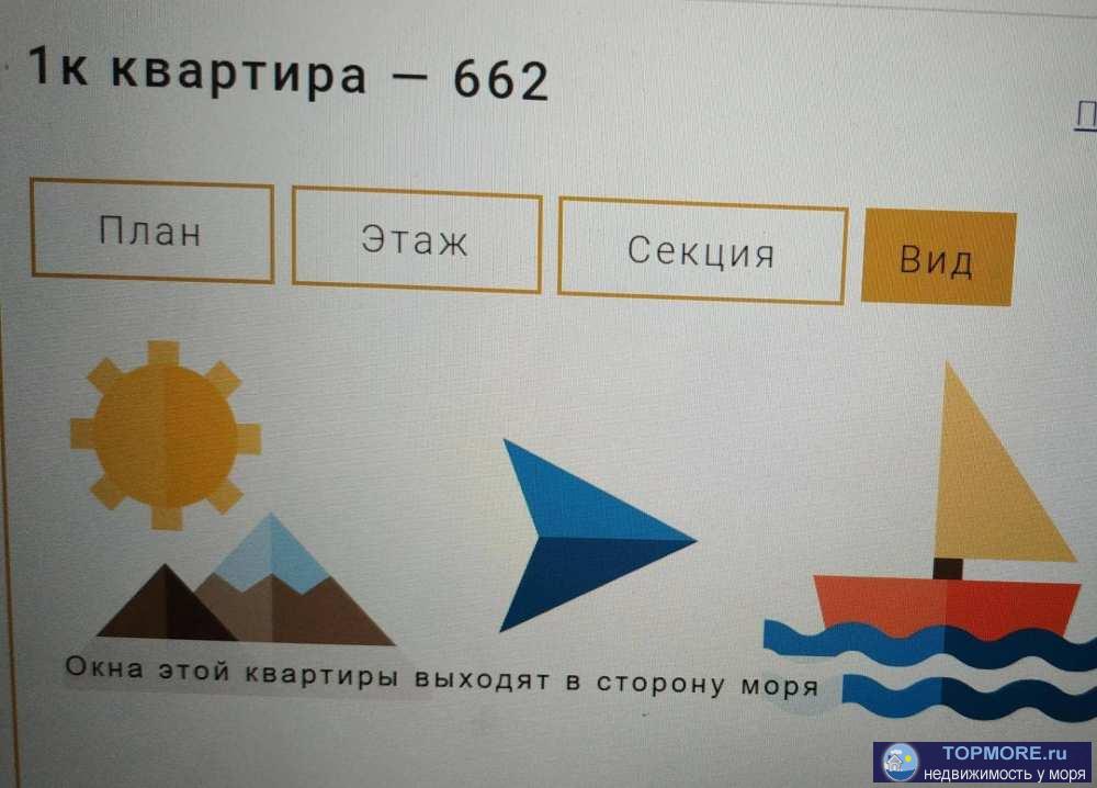 Продам дешевле, чем от агенства, 1-комн. кв. в строящемся жк Акварель.  Площадь 51,93 кв.м.  • Видовая. Окна на море.... - 2