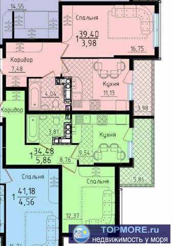 Отличная локация, квартира от агенства. Вид горы, море. Лучший Корпус 3,  100 м до моря.   жк Горизонт, дом построен,...