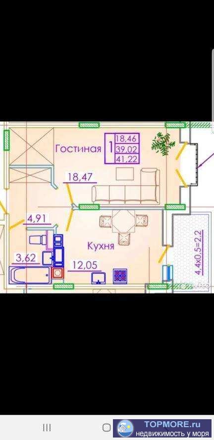 Продам однокомнатную квартиру в жк Ривьера, 11 секция. Боковой вид на море и горы. Сдача дома 2 квартал 2019. В...