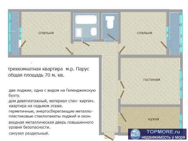 Продажа / Квартиры, Геленджик, микрорайон Парус, 4 400 000 р. Продаётся квартира в самом большом районе Геленджика м-н Парус. Рядом с домом школа, садик, а также другая...