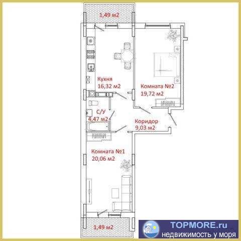 В Геленджике, по адресу пер. Больничный, в жк «Ривьера», выставлена на продажу 2-х комнатная квартира, на 2 этаже... - 2