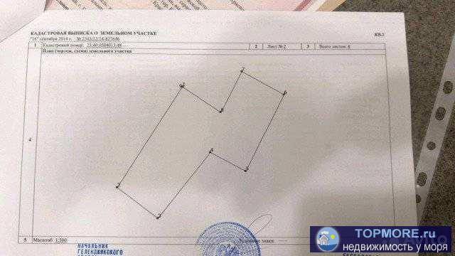   на участке строений нет. Коммуникации: свет, вода, газ по меже. Кадастровый номер 23:40:0504013:48, площадь участка... - 1