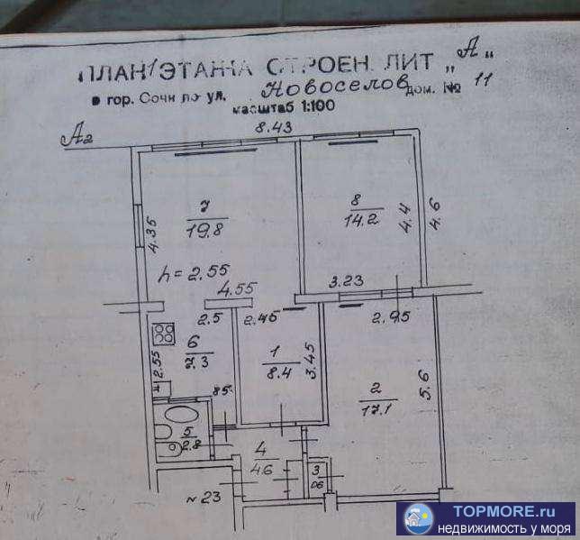 4-комнатная квартира в центре Сочи с новым ремонтом.Вся необходимая инфраструктура и места для отдыха в шаговой...