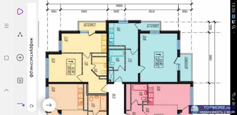 Планировка выделена голубым цветом!Обьект построен по фз 214!