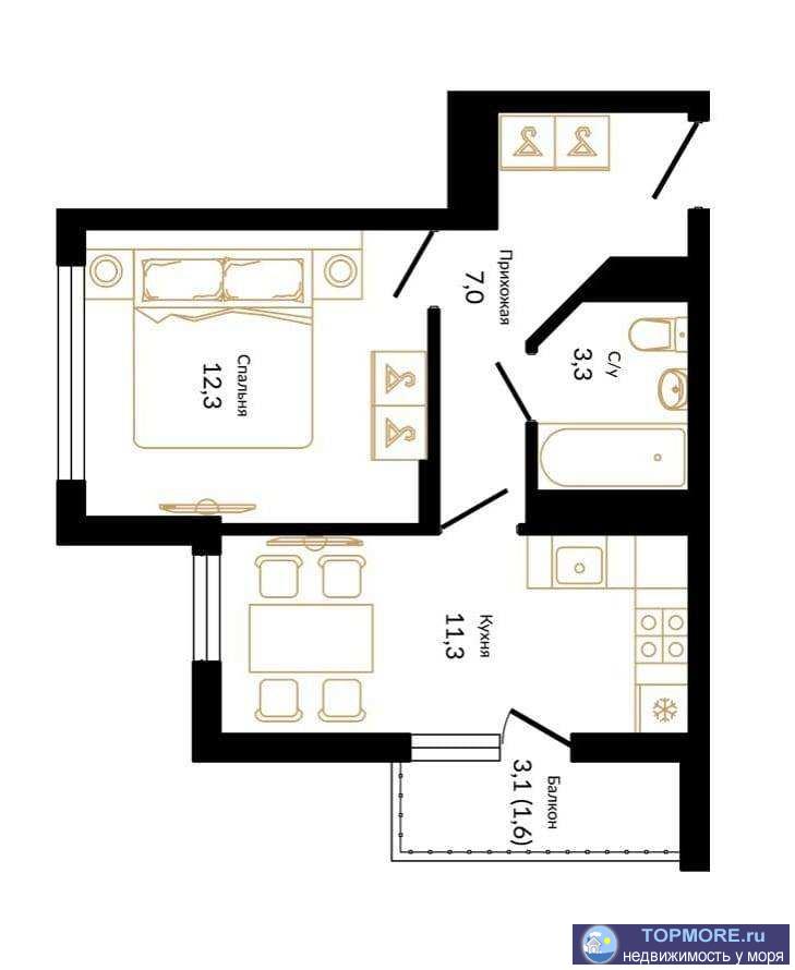 Лот № 148795. Хорошая 1 комнатная квартира в очень хорошем районе города Адлер. Закрытая территория,парковка для...