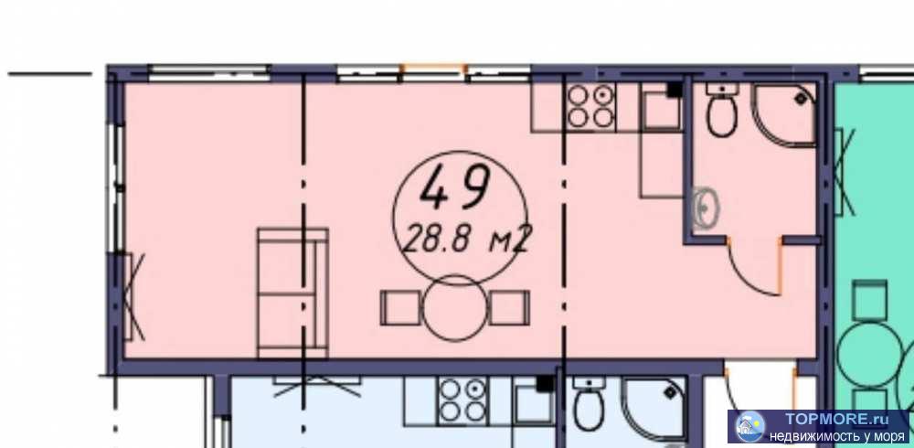 Лот № 150761. Продаю квартиру 28,8 м.кв. свободной планировки в Курортном городке. Видовая, новая, под отделку, в... - 2