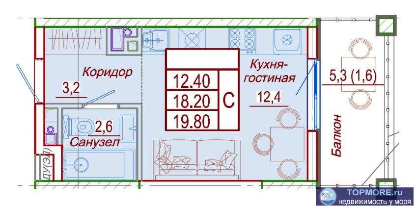 Продается  квартира студия с ремонтом в новом строящимся ЖК 'Holiday HOUSE'.  Жилой комплекс расположен в живописном... - 1