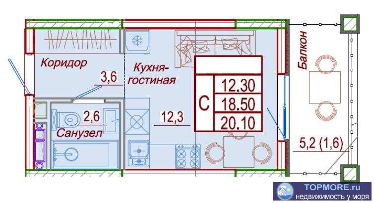 К продаже предлагается  квартира-студия с ремонтом в новом строящимся жилом комплексе, расположенного в уединенной... - 1