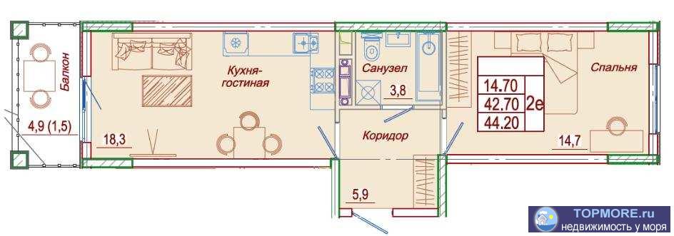 К продаже предлагается двухкомнатная квартира  - Итал. с ремонтом в новом строящимся жилом комплексе, расположенного...