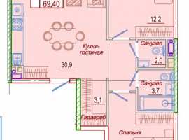 3-х комнатная квартира с ремонтом в новом жилом комплексе,...