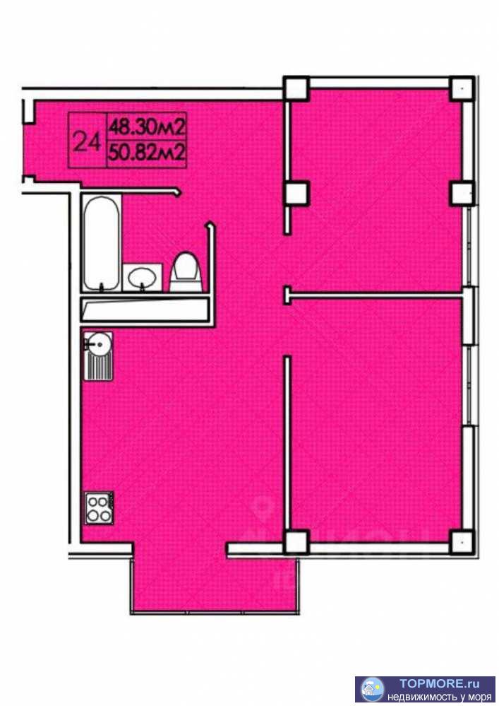 срочная продажа  Двухкомнатная квартира 50,82 кв/м, имеет две изолированные спальни и просторную кухню в 6 кв/м.... - 2