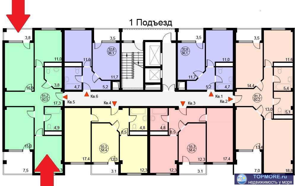 Лот № 162970. Продается просторная квартира в Сочи, центральный район Макаренко. Квартира разлетайка на обе стороны...