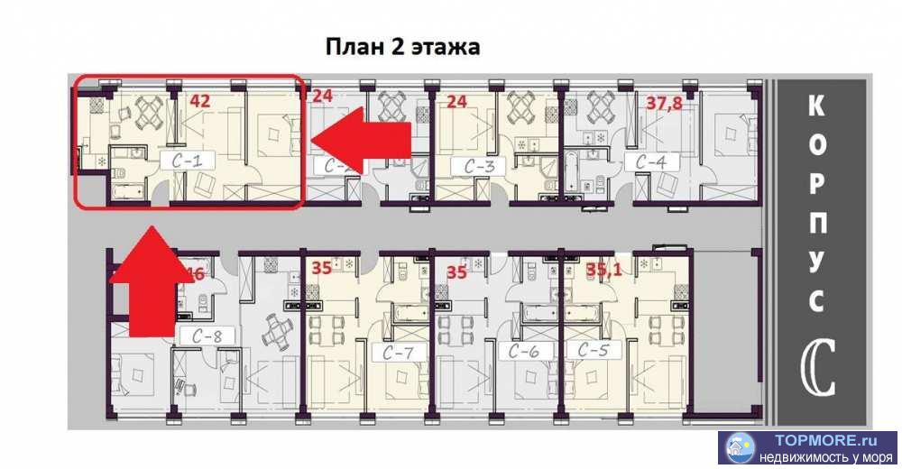 Лот № 163219. Апартаменты на 2 этаже. Свободная планировка. Панорамное остекление. Дом представительского класса.... - 1