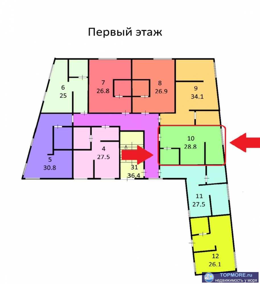 Лот № 163371. Продаются апартаменты в Сочи, в центральном районе города - Новый Сочи на 1-м этаже по акционному... - 1