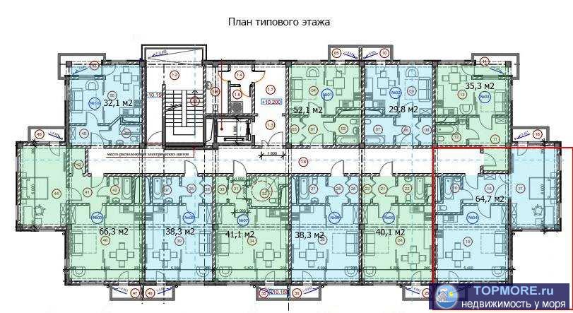 Лот № 163709. Продаются апартаменты 3 комнатные в Сочи, район Дагомыс рядом с морем. Площадь - 64,7 м2, 3 комнаты и 2...