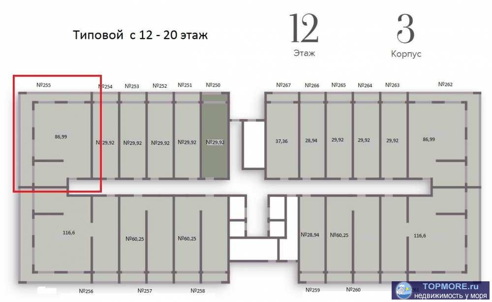 Лот № 166534. Продаётся просторная квартира в новом жк бизнес класса Дагомыс на закрытой охраняемой территории.  На...