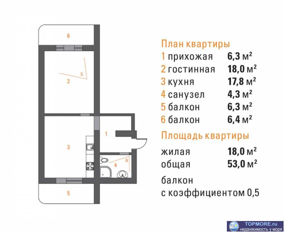 Лот № 166770. В продаже 1 комн. Квартира на 1 этаже в Лазаревском. жк Hobzaland - это уединенный небольшой жилой... - 1