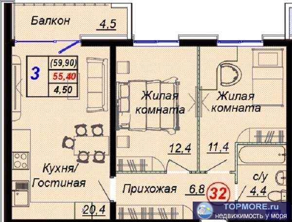 Лот № 167722. Продаю уютную квартиру в поселке Дагомыс, г. Сочи.Жилой комплекс располагается вдоль долины реки... - 1