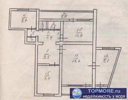 В прямой продаже четырёхкомнатная квартира в Гагаринском районе.  Про квартиру: удобная планировка с раздельными... - 1