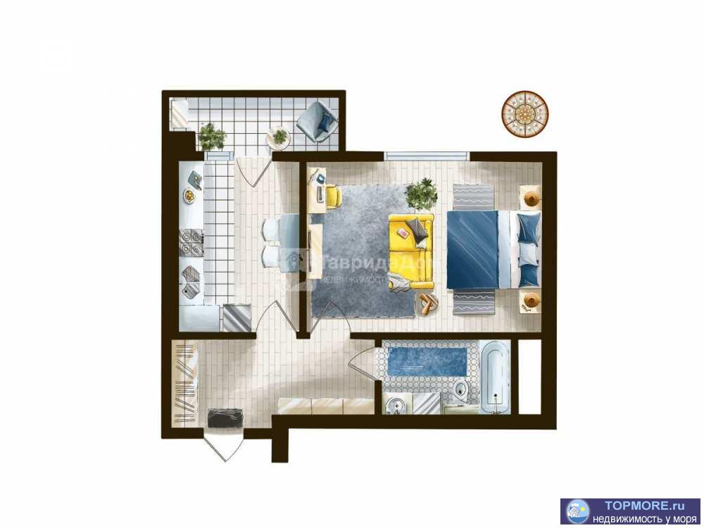 Продажа / Квартиры, Феодосия, Индустриальный пер, 6 100 000 р. Продам 1 комнатную квартиру в ЖК Уютный, 46,79 кв.м., 5 этаж 6 этажного дома, пер. Индустриальный 4, Феодосия. Это...