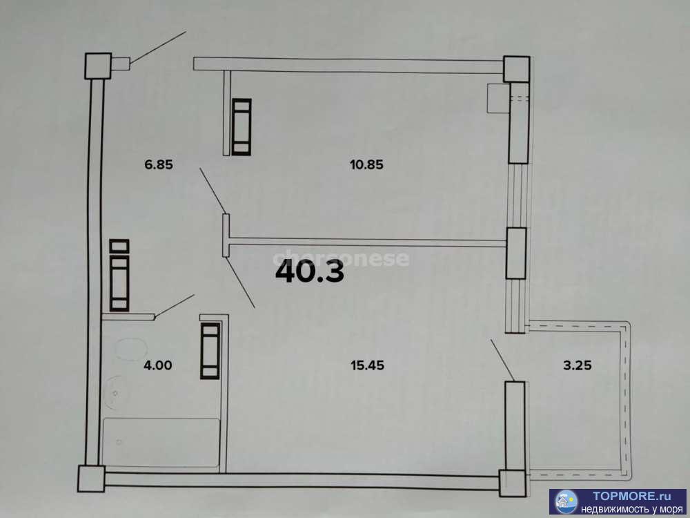 В прямой продаже однокомнатная квартира у моря на проспекте Античный.  Про квартиру: свежий ремонт, Обои Grandeco... - 2
