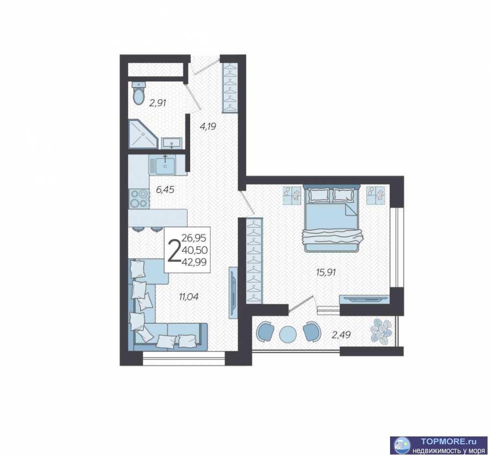 Лот № 179760. Продается светлая и уютная квартира с балконом в жилом комплексе “Кислород” в Сочи! Воспользуйтесь... - 1