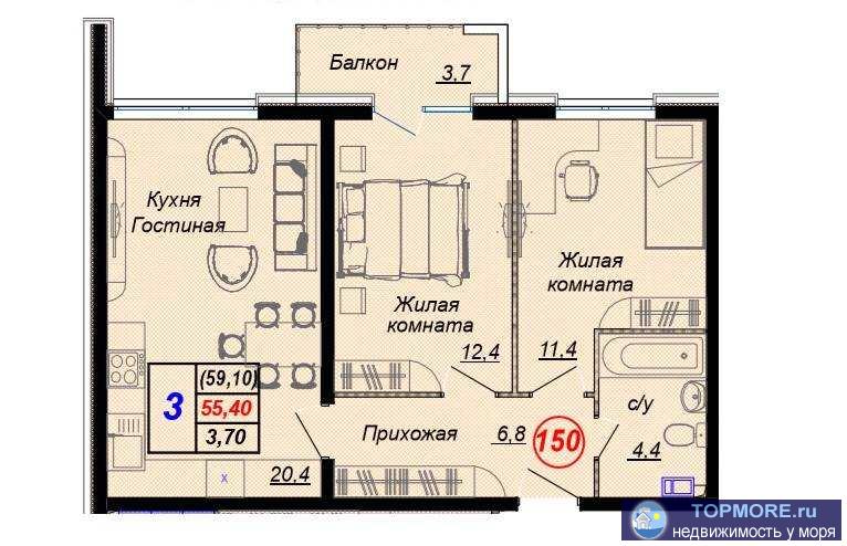 Лот № 181068. Продается уютная квартира в Дагомысе, г. Сочи! Жилой комплекс «Чайные Холмы» окружен зеленью и... - 1