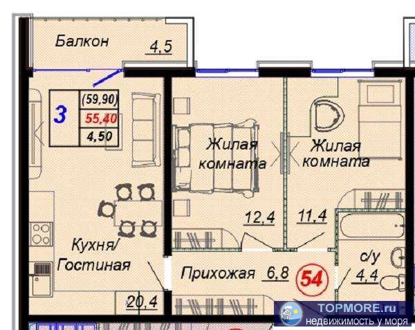 Продажа / Квартиры, Сочи, Российская улица, 17 300 000 р. Лот № 184462. Продаю уютную квартиру в поселке Дагомыс, г. Сочи.Жилой комплекс располагается вдоль долины реки... - 1