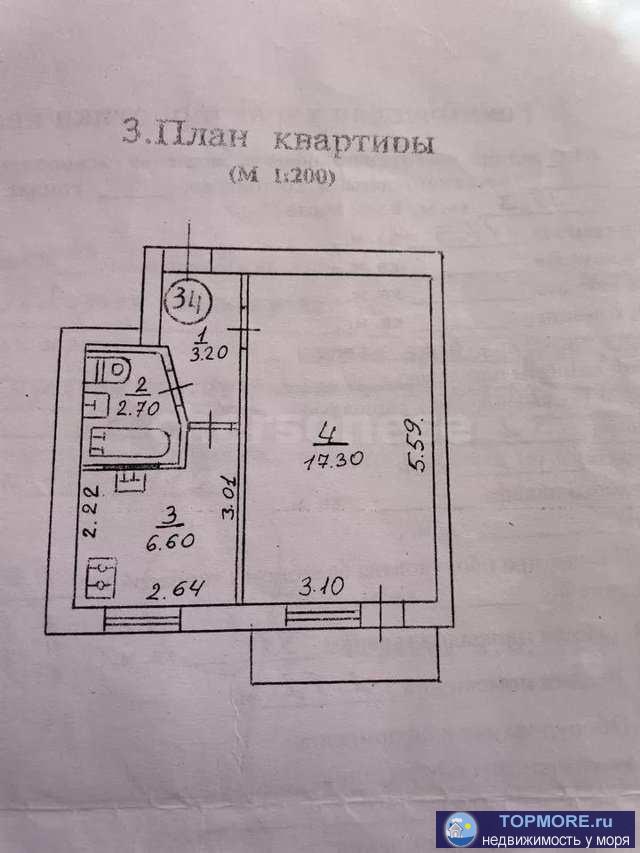 Однокомнатная квартира на третьем этаже.  Гагаринский район.  Через дорогу ТЦ Апельсин.  Хорошая шумоизоляция.... - 1
