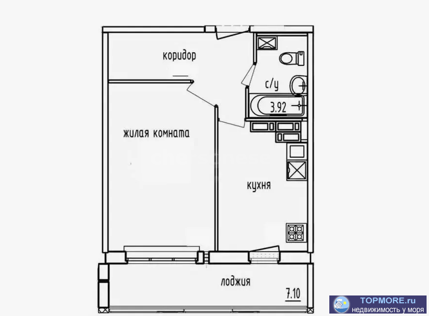 В продаже отличная видовая квартира у самого синего моря.  О квартире   Светлая 1‑комнатная квартира 36 м² на 8/10... - 1