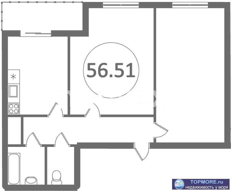 Продаётся 2 комнатная квартира. Общая площадь 56.5 кв.м .Квартира расположена на 8 этаже 16 этажного  нового... - 4