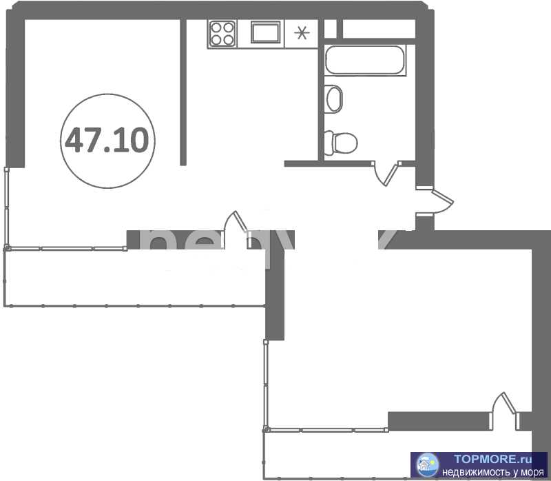 Продаётся 2 комнатная квартира. Общая площадь 46 кв.м. Квартира расположена на 6 этаже 12 этажного  нового... - 4