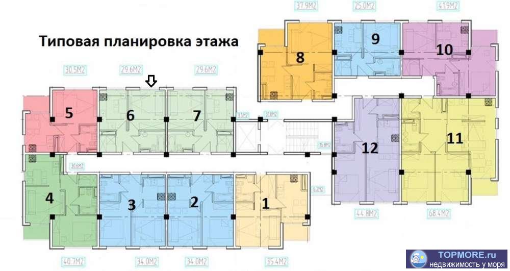 1 к в центре города на ул Гагарина в новом доме. Микрорайон Море мола -ровное место. Сдача дома 2 квартал 2019 года. - 1