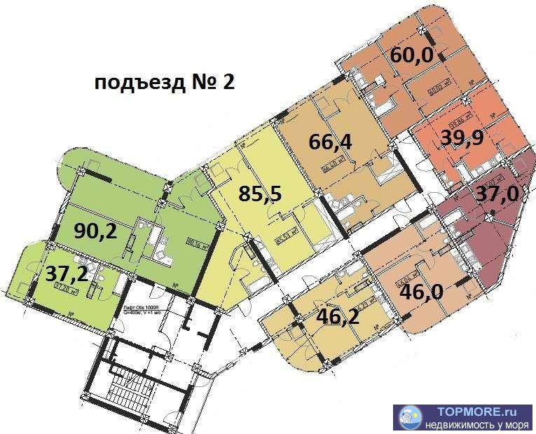 Просторная квартира с новым ремонтом и качественной мебелью. Распланирована в 2 спальни, кухню-гостиную, прихожую,... - 1