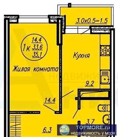 Номер объекта: 37284 Продам 1-к квартиру 35,1 9/24 ул. Героя Яцкова 1/10 ЖК 'Мечта' – жилой комплекс класса... - 1