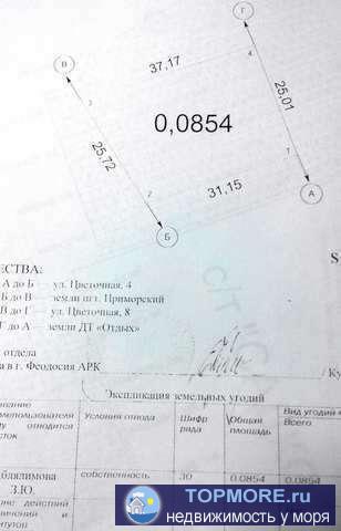 Продается земельный участок 8,54 сотки в пгт Приморский, СПК Садко.  