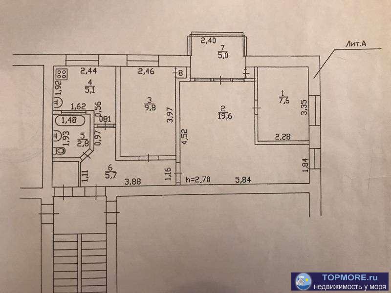 Уютная трехкомнатная квартира в Сталинке, 51 м2. Тихий район в шаговой доступности от самого центра Сочи. Возле дома... - 2