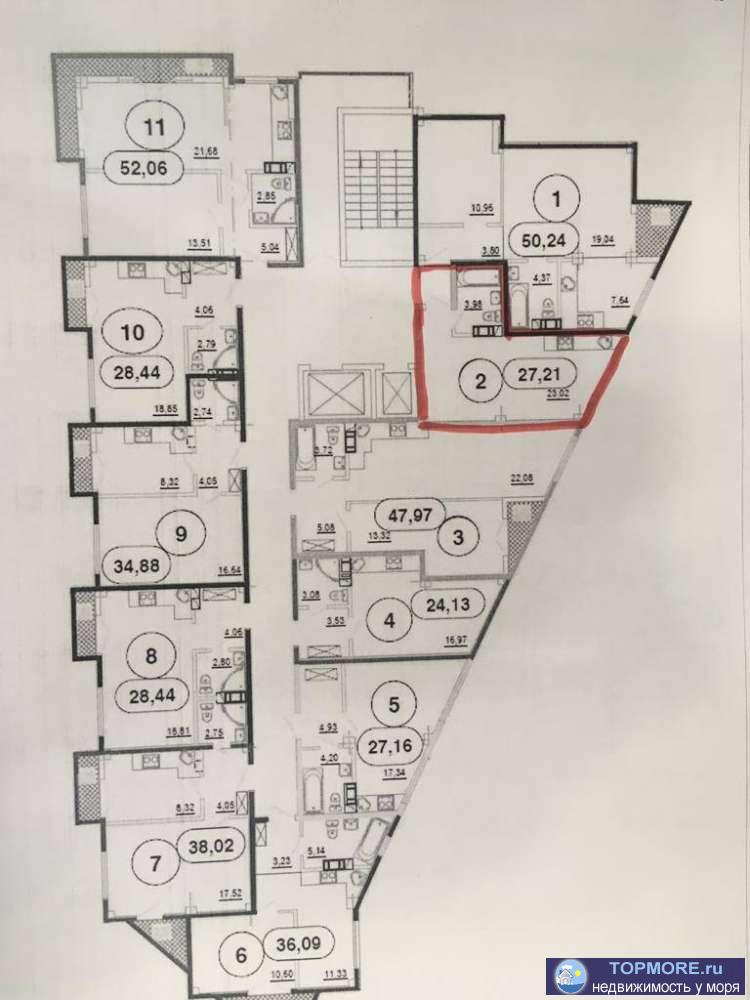 Продается 1 комнатная  квартира в новом жилом многоквартирном доме бизнес класса. С видом на Черное море. Расстояние... - 1