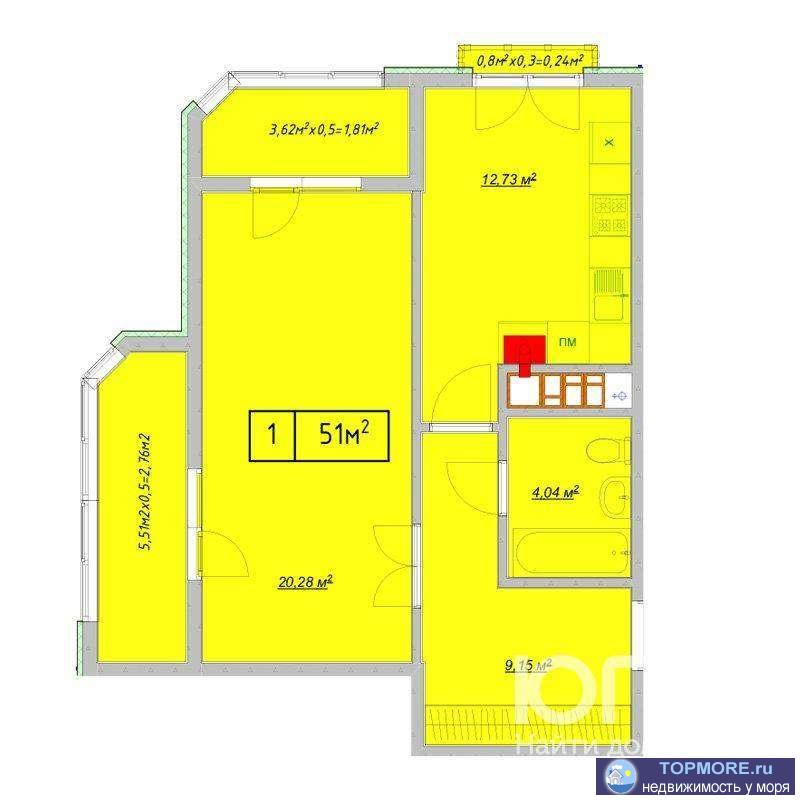 Продам квартиру 1-к квартира 51 м? на 7 этаже 7 этажного монолитного дома Продаю очень комфортную квартиру в ЖК... - 1