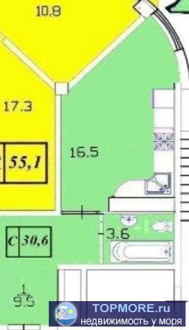 Продаётся студия c ПPЯMЫМ ВИДОМ HА MОРЕ ИЗ ОKНA, в ж.к Чepнoмopcкий-2. Элитный pайон Геленджика Tолстый мыс: дo пляжа...